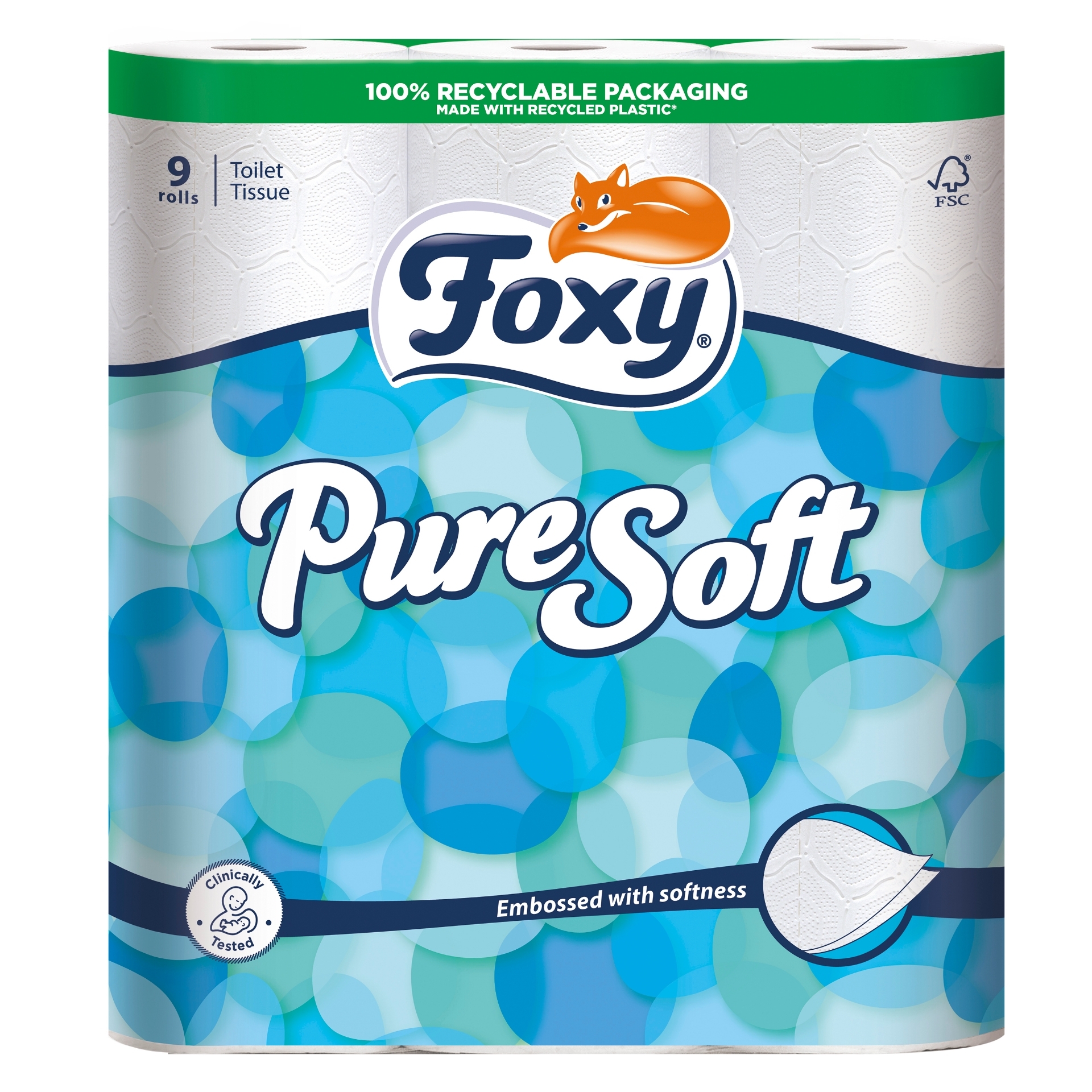 Picture of FOXY PURE SOFT TOILET ROLL 9pk 190Sht FSC®