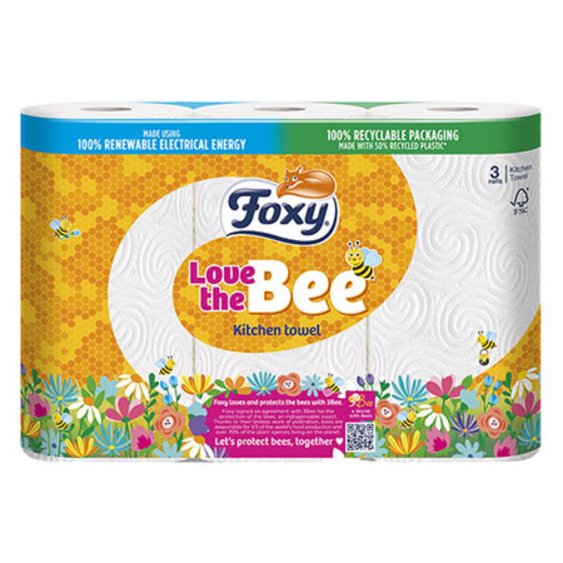 Picture of FOXY LOVE THE BEE KITCHEN TOWEL 2ply FSC®