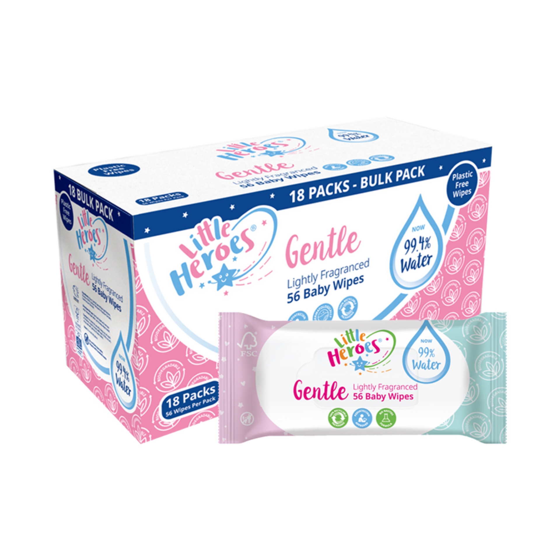 Picture of LITTLE HEROES PLASTIC FREE GENTLE BABY WIPES FSC®